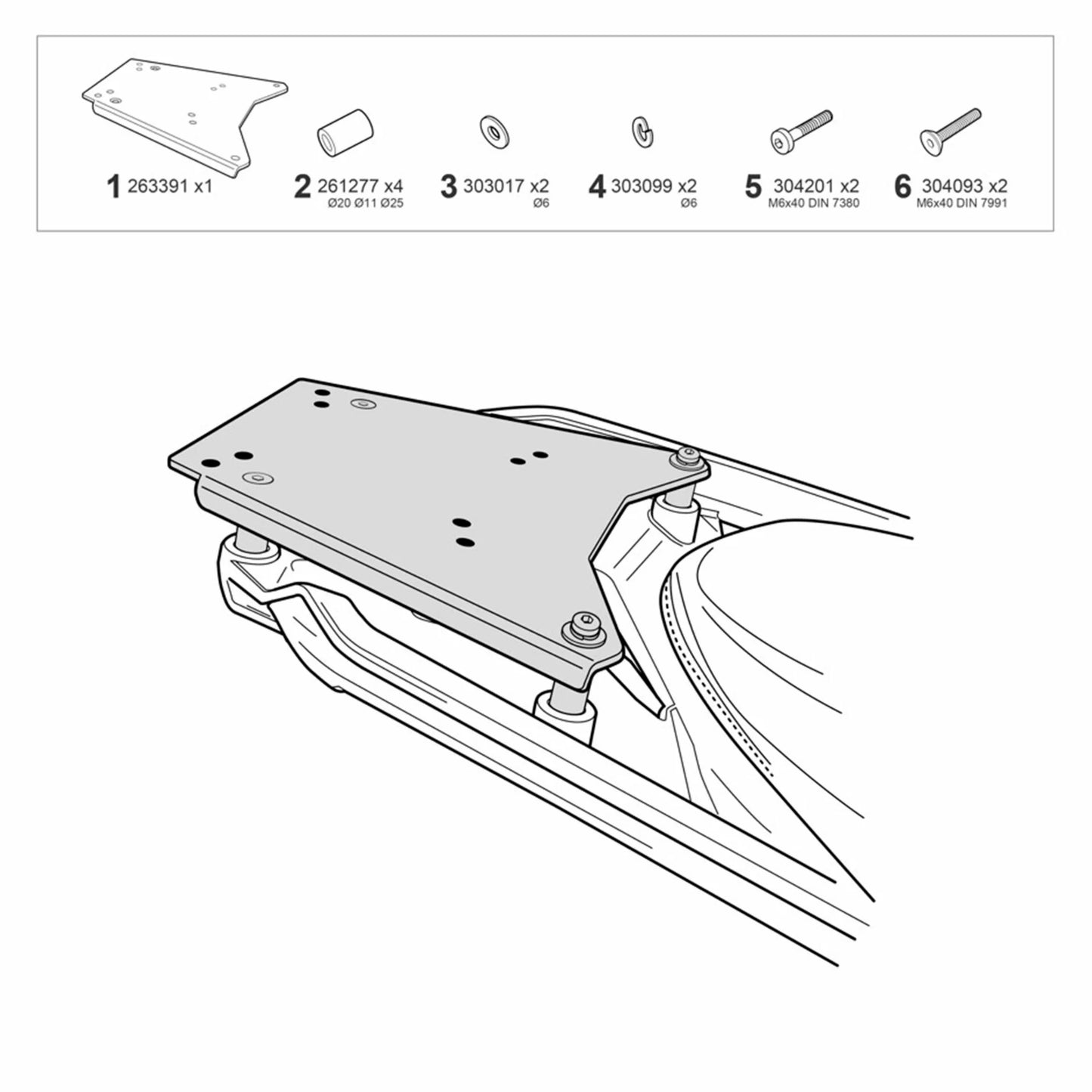 BMW R1300RT/R1300GS/Adventure Top Case Fitting Kit (compatible with electronic OEM BMW rack)